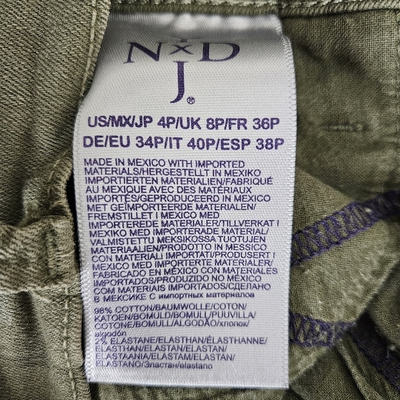 NYDJ Dayla Wide Cuff Capri Jeans Olive Green Embroidered Denim Petite 4P - Picture 7 of 9